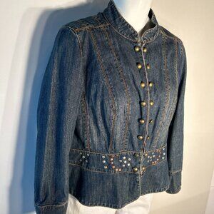 Vintage Faded Glory SZ 16 Studded Blue Jean Jacket 80's Boho Western Cottage